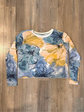Maeve Blue Yellow Floral Long Sleeve Tee